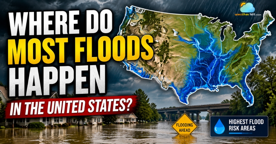 Where do most floods happen in the United States? High-risk areas