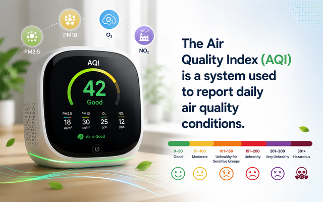 The AQI is used to report daily air quality conditions