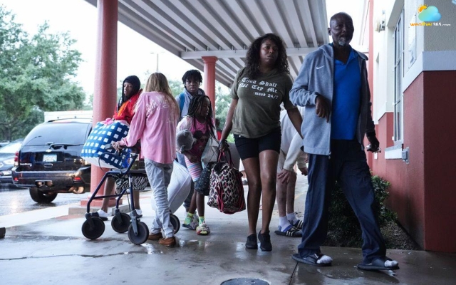 People move to a safer place before the devastating hurricane hits