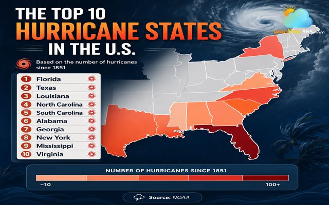 Top 10 hurricane states in the US