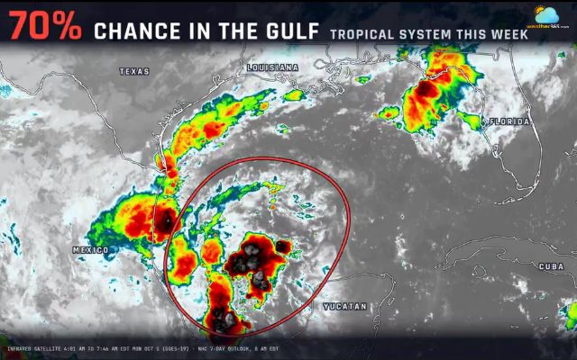 A developing tropical disturbance in the southern Gulf of Mexico