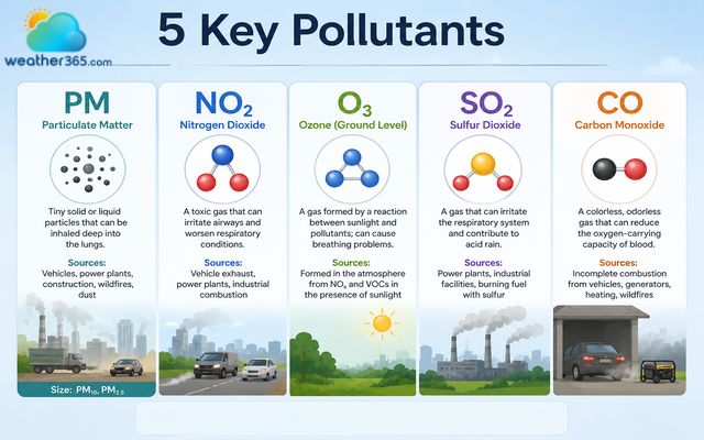 5 key pollutant commonly measured
