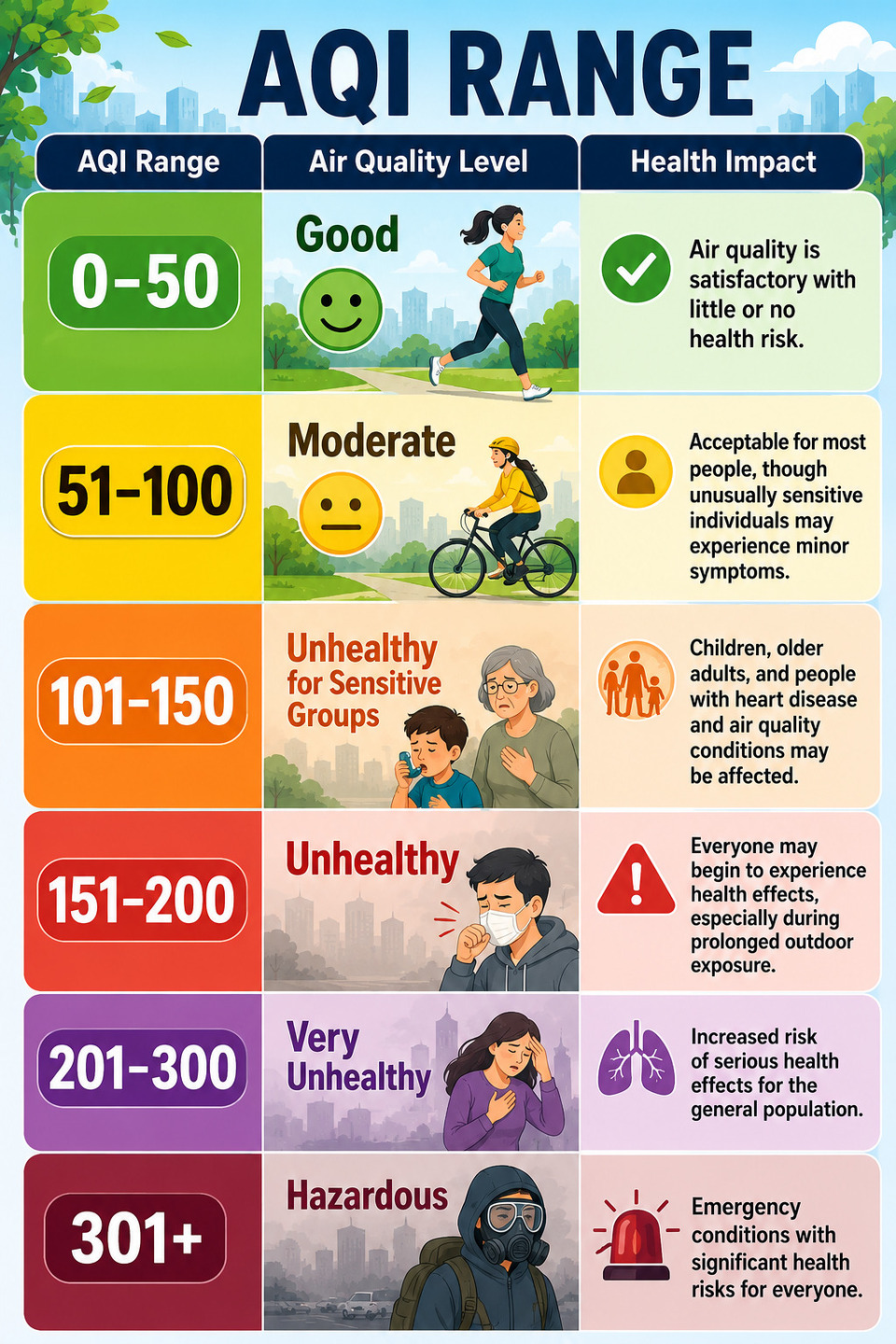 Air quality range and its health impact