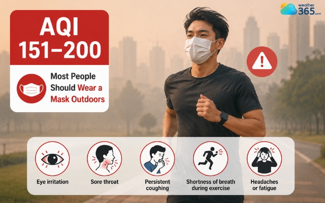 Everyone should wear a mask in 151-200 AQI