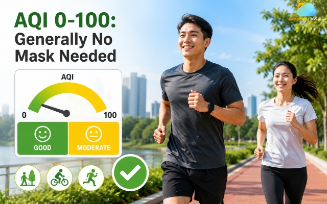 You don’t need to wear a mask in 0-100 AQI