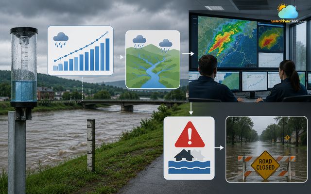 Accumulated precipitation is used to assess flood risks