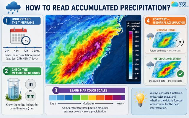 Understand the timeframe to read accumulated precipitation