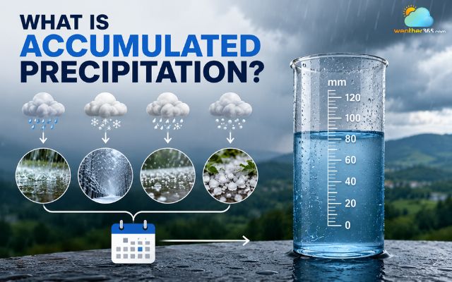 Accumulated precipitation refers to the total amount of rain