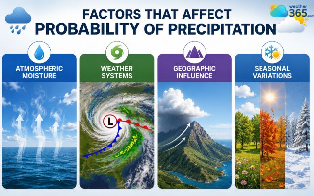 Atmospheric moisture greatly affects the probability of precipitation