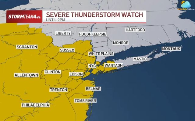 The National Weather Service issued a severe thunderstorm watch for NYC