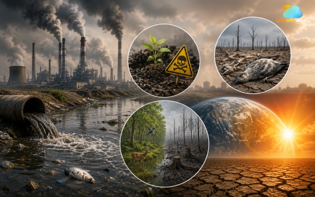 Industrial air pollution causes environmental degradation