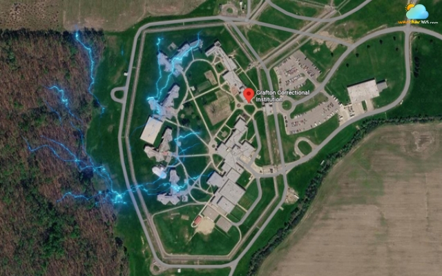 Lightning strikes the sky during severe weather as 16 people were hospitalized