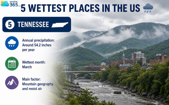 Tennessee receives heavy rainfall due to its location
