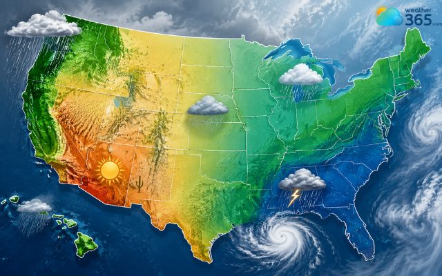 Rainfall in the United States varies depending on geography