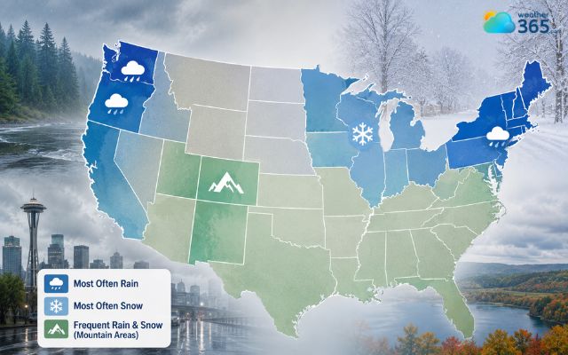 US states experience frequent snow throughout the year