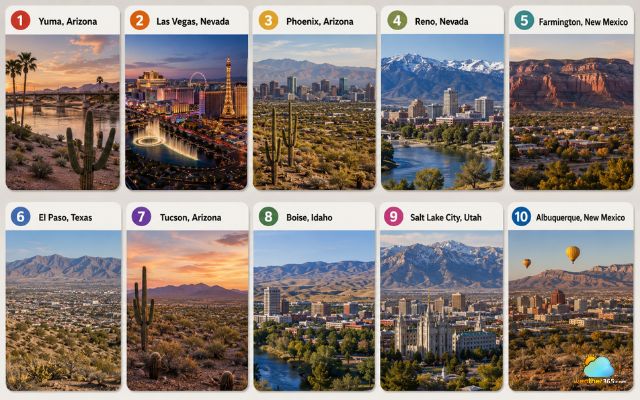 The driest US cities are located in desert regions of the Southwest