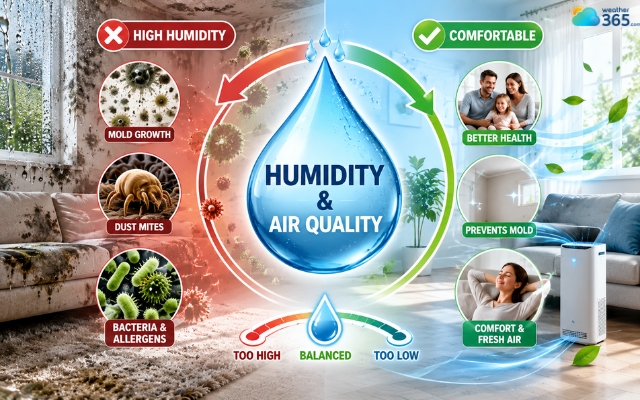 Humidity influences indoor pollutants, allergens, and microorganisms