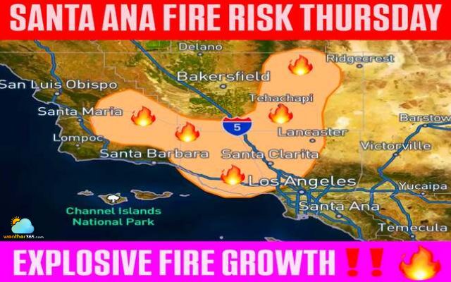 Fire risk posed across western Los Angeles and Ventura Counties