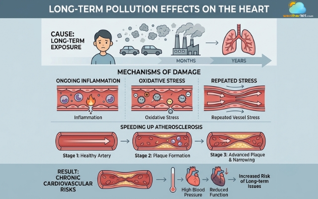 Long-term exposure to air pollution can damage cardiovascular system