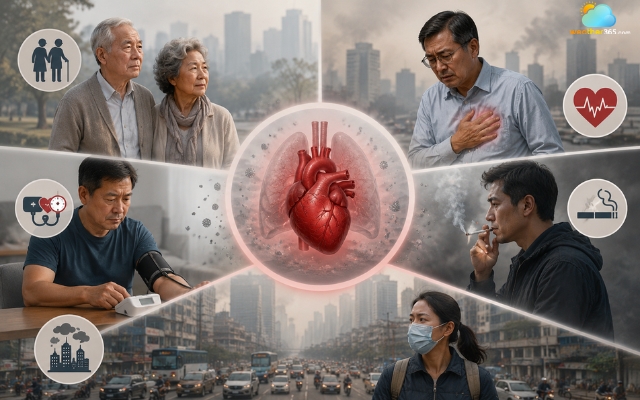 People suffering from heart disease due to air pollution