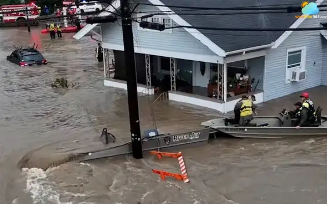 Flooding in northern Indianapolis after severe storms in Indiana