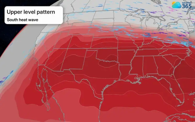 Southern heat wave pattern in the upper level