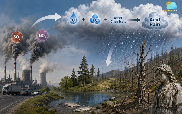 Acid rain is caused by air pollution
