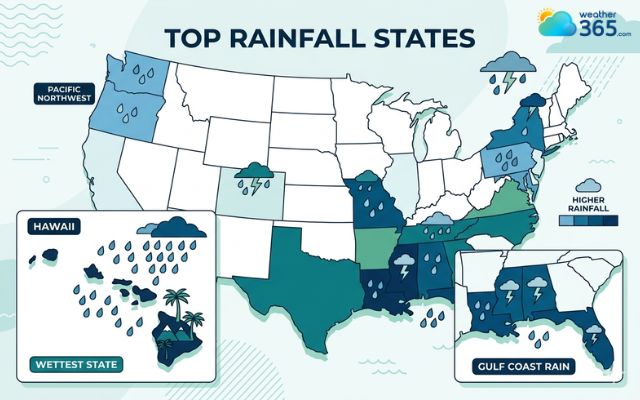 Hawaii is the wettest state in the US