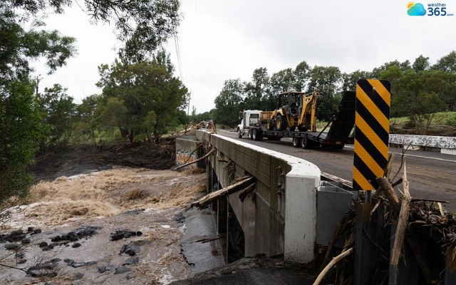 A flood-damaged bridge in Pāhala, Hawaii