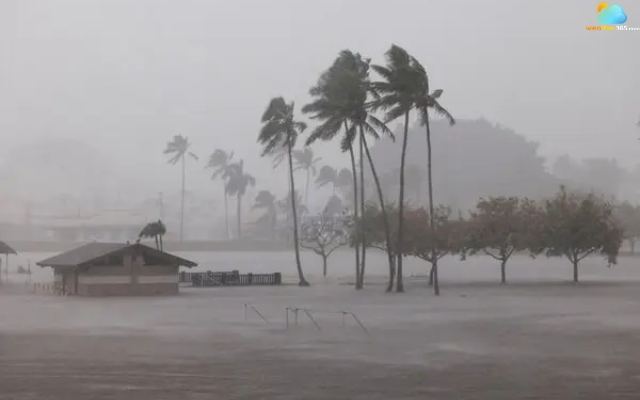 Flooding damaged roads on Hawaii's Big Island after Hurricane Lala.