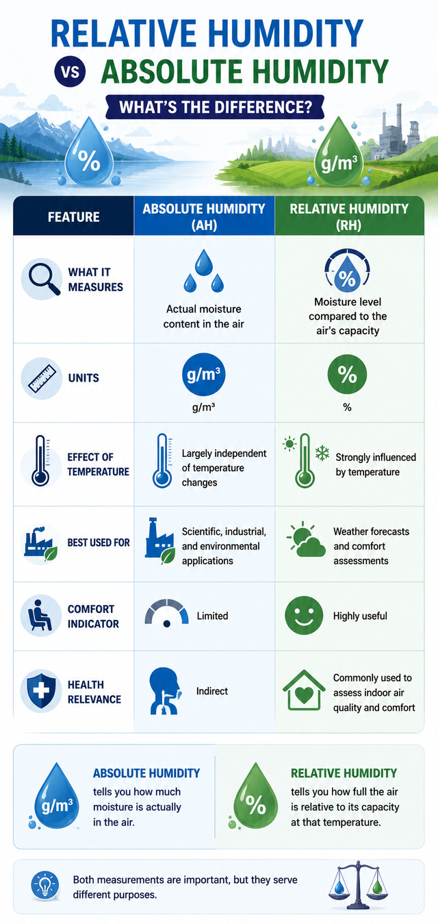 Relative humidity vs absolute humidity difference