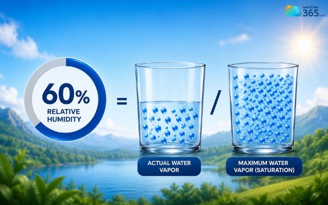 Relative humidity indicates how close the air is to being fully saturated