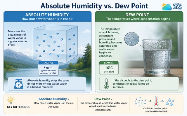 Distinguish Absolute humidity and dew point