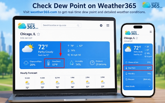 Easily check the dew point on Weather365