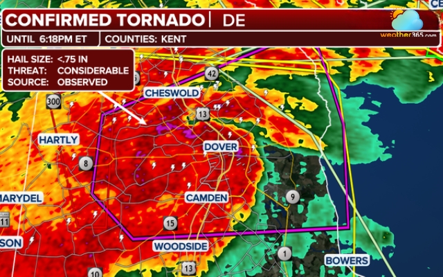 The NWS issued a particularly dangerous situation tornado warning for Dover