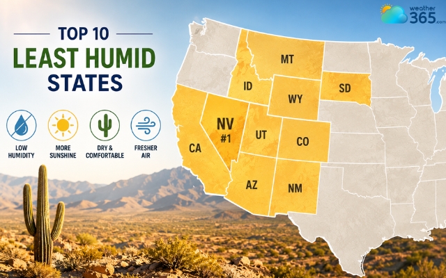 Nevada is the least humid state in the US