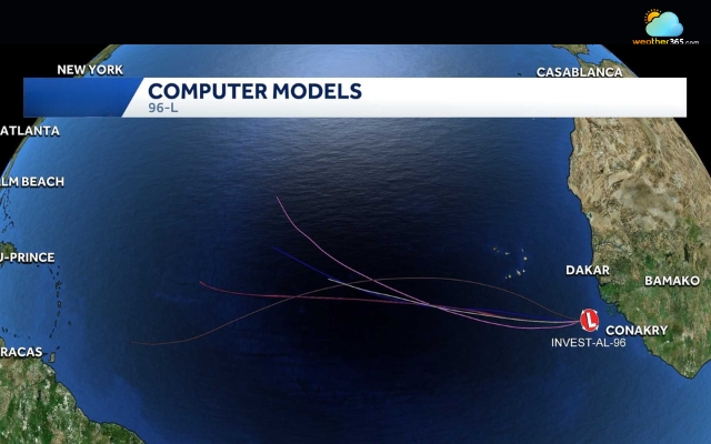 Invest 96-L had a low chance of development in the short term