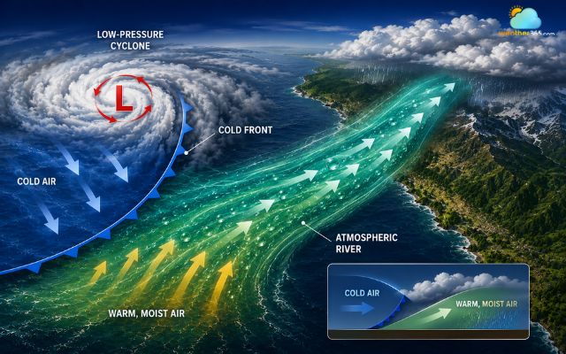 Cold fronts organize the moisture into narrow bands