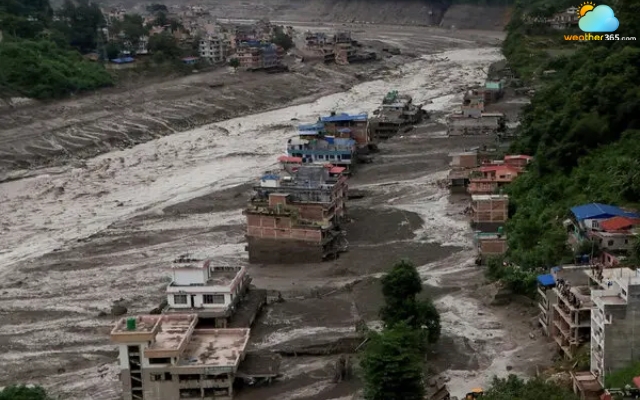 Floodwaters and debris swept through communities in Rasuwa
