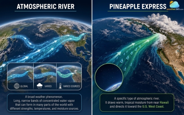 Difference between a Pineapple Express and an atmospheric river