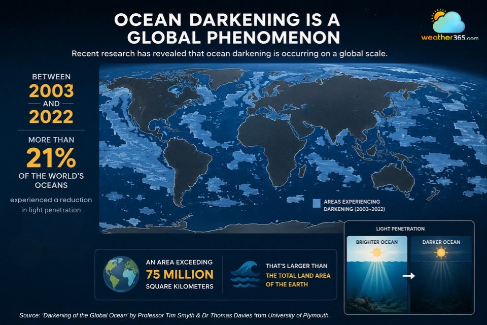 Ocean darkening is a global phenomenon