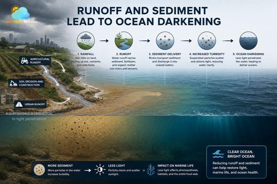 Runoff and Sediment lead to ocean darkening