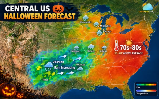 Scattered showers and unusually warm temperatures are expected across the region